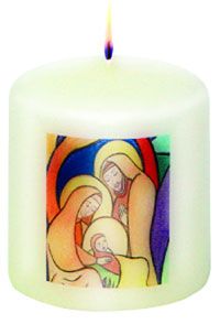 56er-Set Mini-Kerzen im Becher Heilige Familie